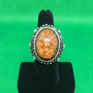Elegant Brown Stone Silver Ring